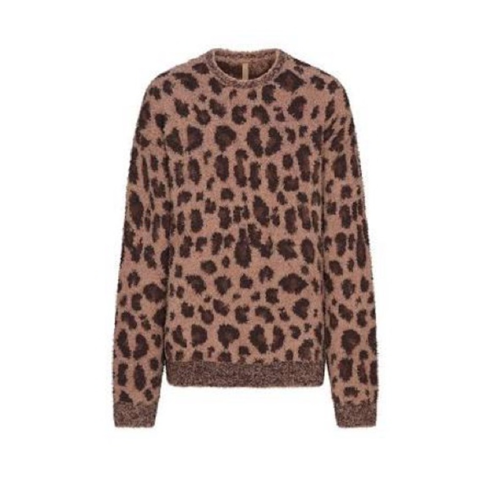 SKIMS COZY OVERSIZED CREWNECK | SIENNA LEOPARD PRINT | L/XL